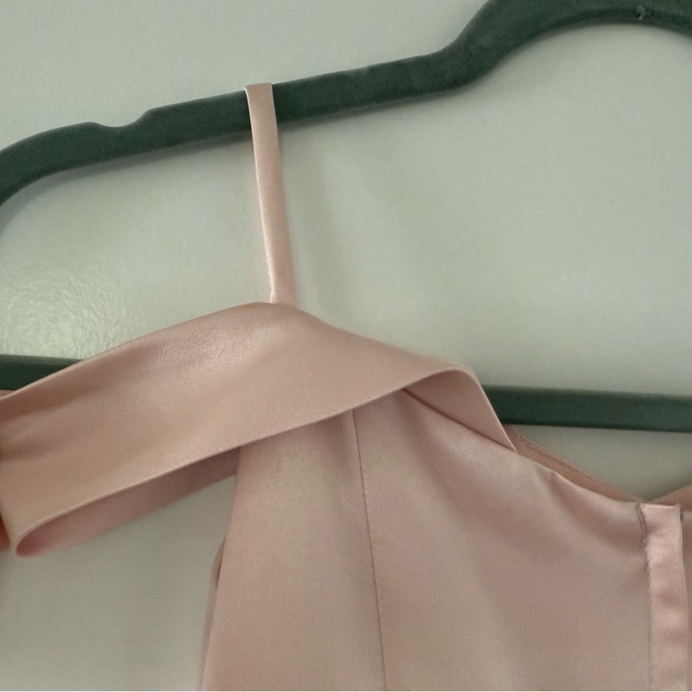 Satin Formal off the shoulder dress for girls, Light Pink Color - Picture 4 of 8